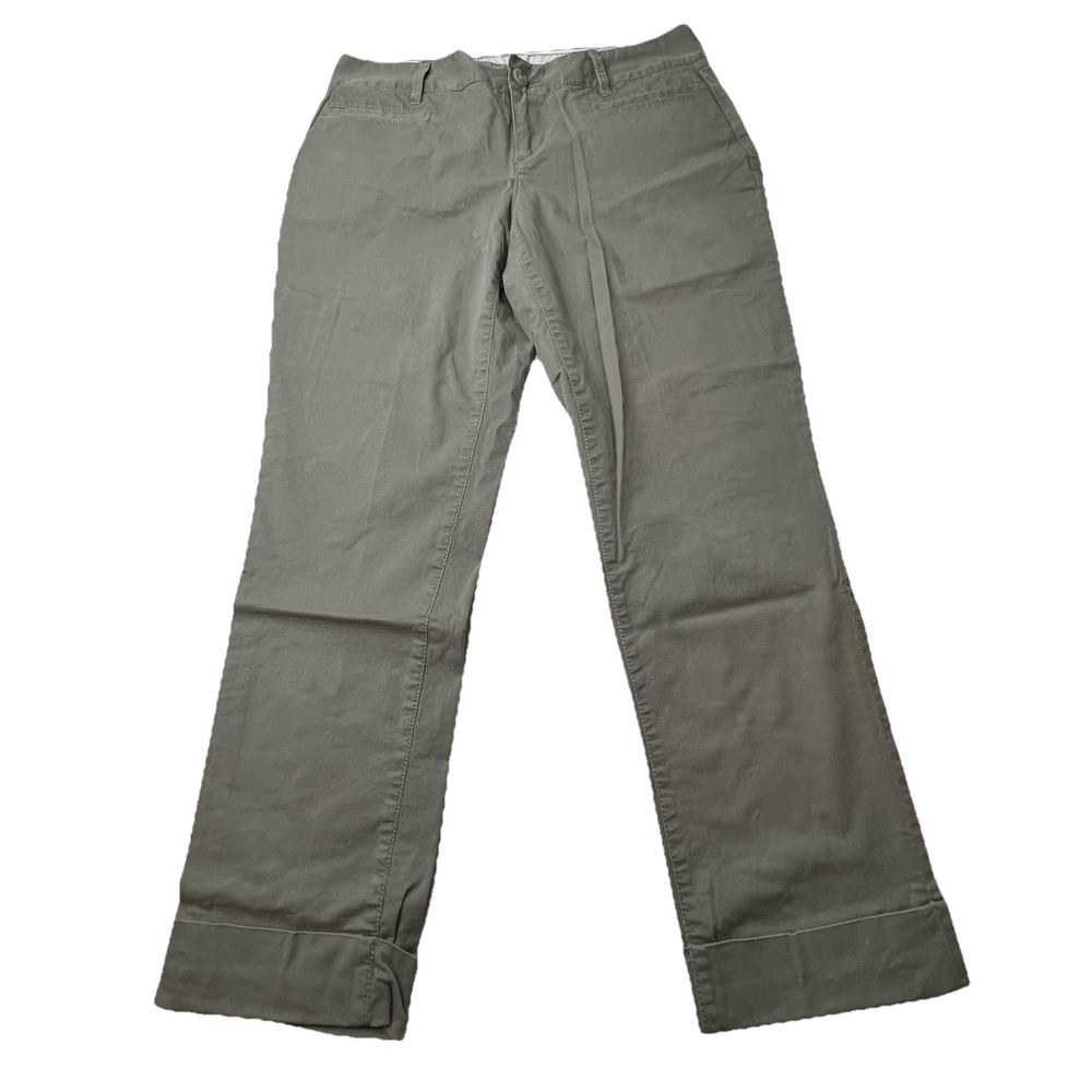 Banana Republic Cotton Spandex Cuffed Capri Pants Green Khaki Women's 4 2007